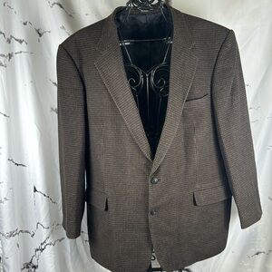 Robert Stock Houndstooth Wool Blazer Sports Coat Single Breasted Lined Sz 48R